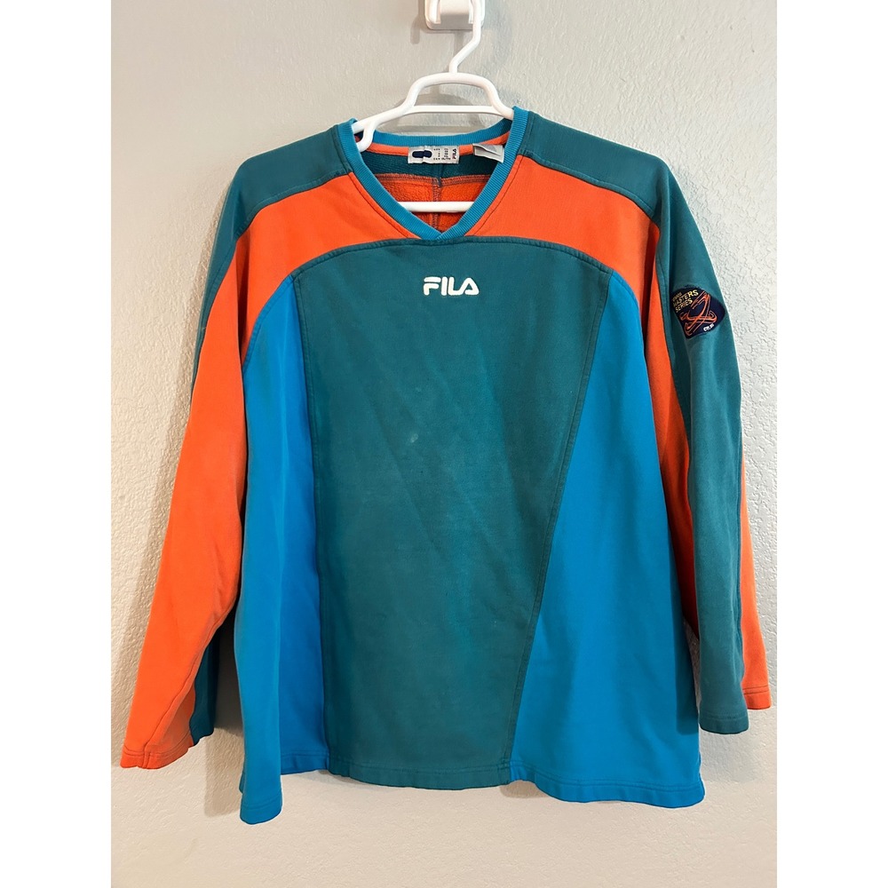 Vintage Fila Tennis Masters Series 1999 Sweatshirt Mens XXL Colorblock Teal Blue